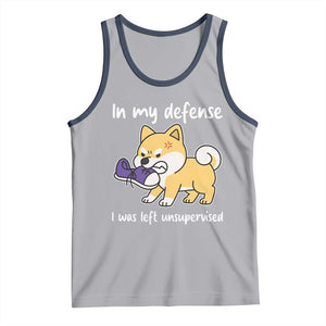 Sarcastic Dog Lover Tank Top In My Defense I Was Left Unsupervised TS12 Athletic Heather Navy Print Your Wear