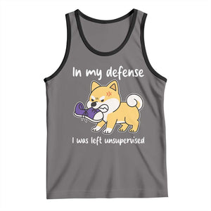 Sarcastic Dog Lover Tank Top In My Defense I Was Left Unsupervised TS12 Deep Heather Black Print Your Wear