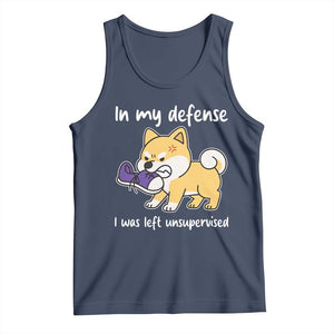 Sarcastic Dog Lover Tank Top In My Defense I Was Left Unsupervised TS12 Navy Print Your Wear