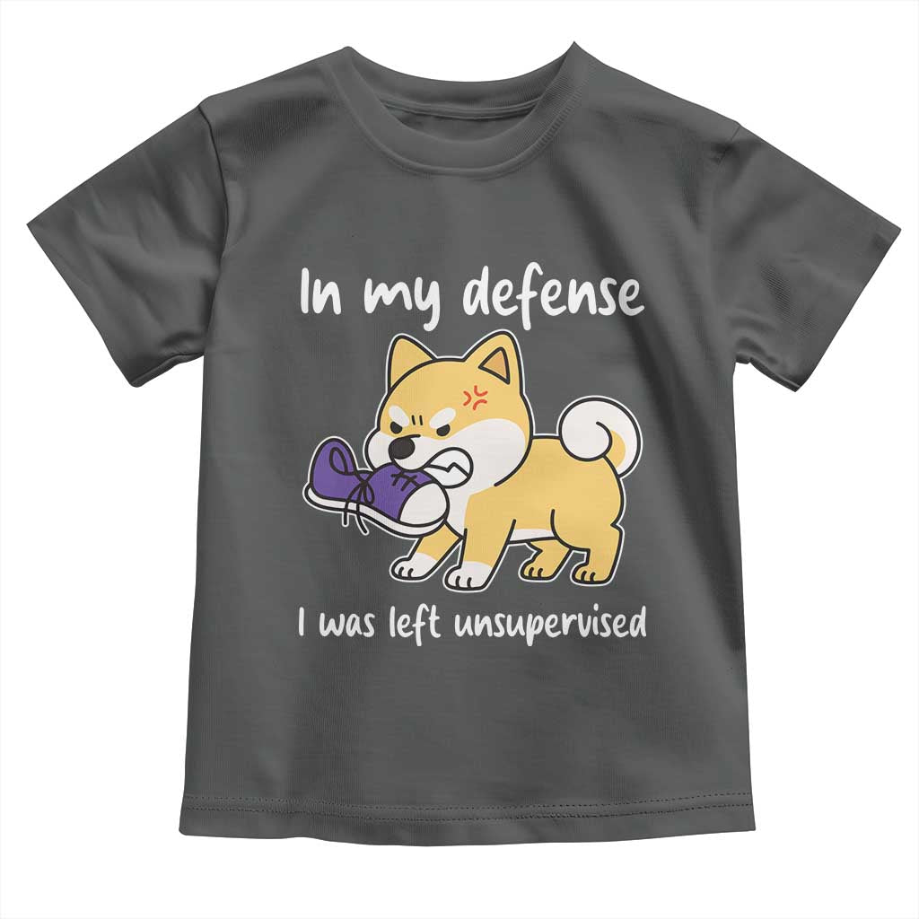 Sarcastic Dog Lover Toddler T Shirt In My Defense I Was Left Unsupervised TS12 Dark Heather Print Your Wear