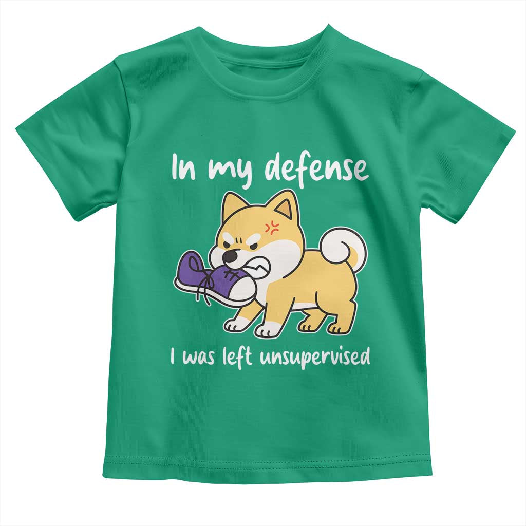 Sarcastic Dog Lover Toddler T Shirt In My Defense I Was Left Unsupervised TS12 Irish Green Print Your Wear