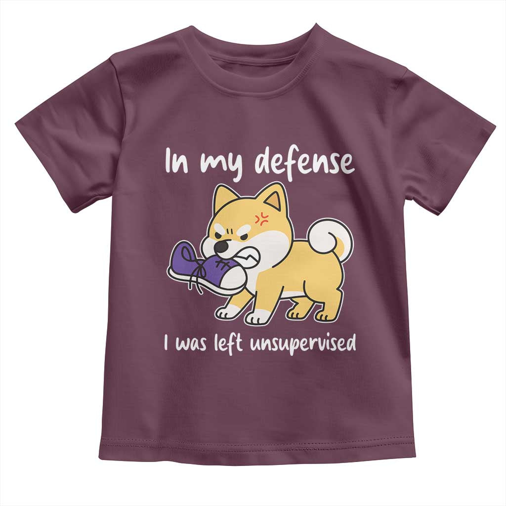 Sarcastic Dog Lover Toddler T Shirt In My Defense I Was Left Unsupervised TS12 Maroon Print Your Wear
