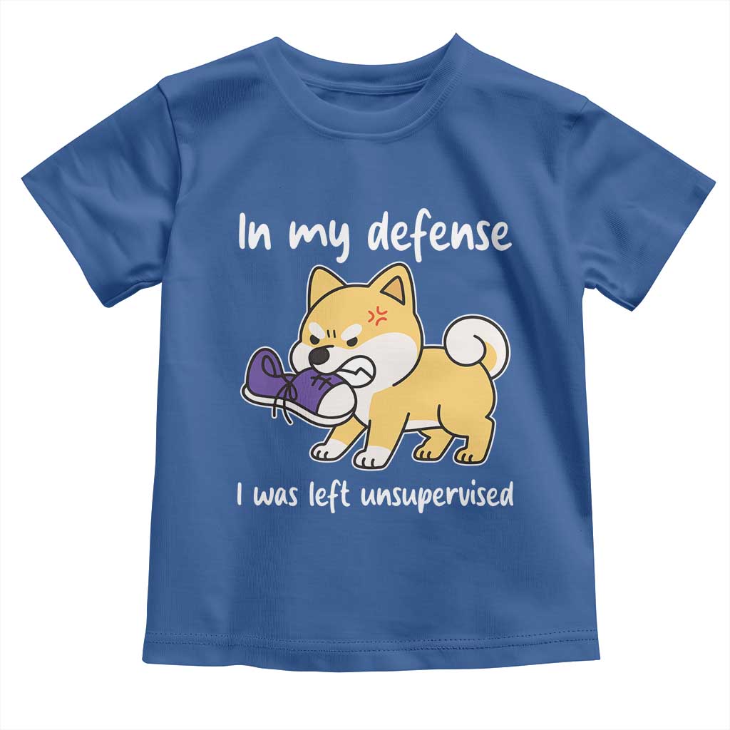 Sarcastic Dog Lover Toddler T Shirt In My Defense I Was Left Unsupervised TS12 Royal Blue Print Your Wear