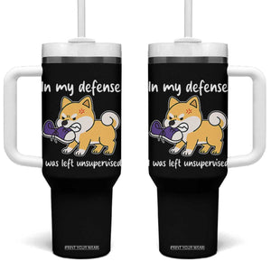 Sarcastic Dog Lover Tumbler With Handle In My Defense I Was Left Unsupervised TS12 One Size: 40 oz Black Print Your Wear