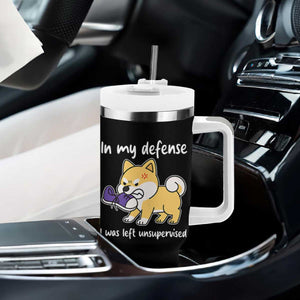 Sarcastic Dog Lover Tumbler With Handle In My Defense I Was Left Unsupervised TS12 Print Your Wear
