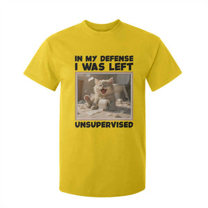 Funny Cat Humor T Shirt For Kid In My Defense I Was Left Unsupervised TS12 Daisy Print Your Wear