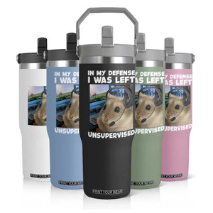 Funny Hamster Gamer Flip Straw Tumbler In My Defense I Was Left Unsupervised TS12 Print Your Wear