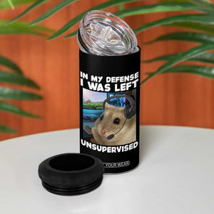 Funny Hamster Gamer 4 in 1 Can Cooler Tumbler In My Defense I Was Left Unsupervised TS12 Print Your Wear