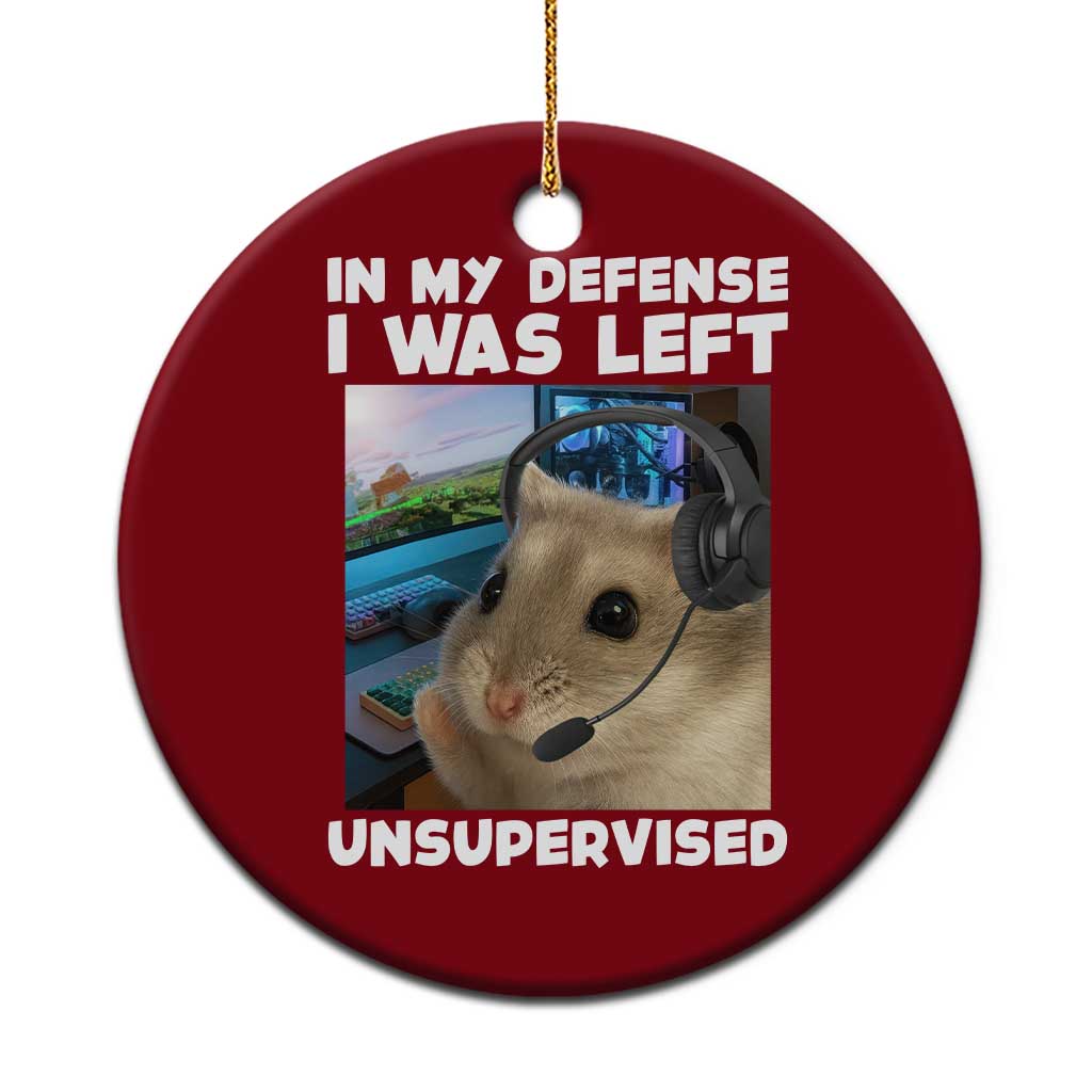 Funny Hamster Gamer Ceramic Ornament In My Defense I Was Left Unsupervised TS12 1pc Red Print Your Wear