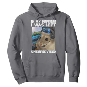 Funny Hamster Gamer Hoodie In My Defense I Was Left Unsupervised TS12 Charcoal Print Your Wear
