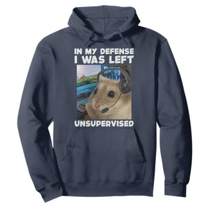 Funny Hamster Gamer Hoodie In My Defense I Was Left Unsupervised TS12 Navy Print Your Wear