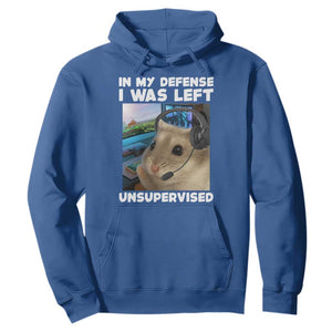 Funny Hamster Gamer Hoodie In My Defense I Was Left Unsupervised TS12 Royal Blue Print Your Wear