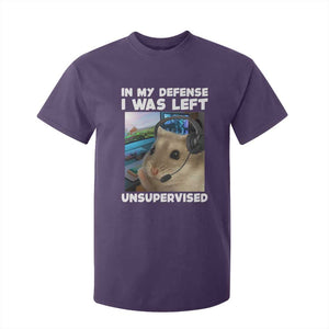 Funny Hamster Gamer T Shirt For Kid In My Defense I Was Left Unsupervised TS12 Purple Print Your Wear
