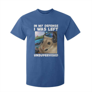 Funny Hamster Gamer T Shirt For Kid In My Defense I Was Left Unsupervised TS12 Royal Blue Print Your Wear