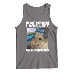 Funny Hamster Gamer Tank Top In My Defense I Was Left Unsupervised TS12 Deep Heather Print Your Wear