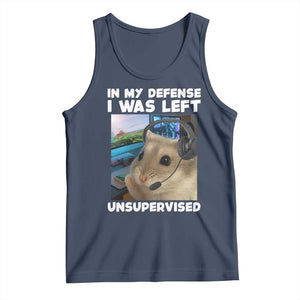 Funny Hamster Gamer Tank Top In My Defense I Was Left Unsupervised TS12 Navy Print Your Wear