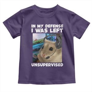 Funny Hamster Gamer Toddler T Shirt In My Defense I Was Left Unsupervised TS12 Purple Print Your Wear