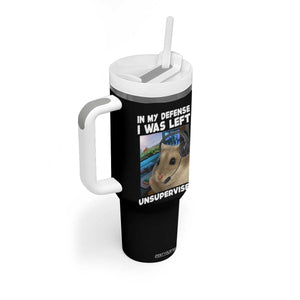 Funny Hamster Gamer Tumbler With Handle In My Defense I Was Left Unsupervised TS12 Print Your Wear
