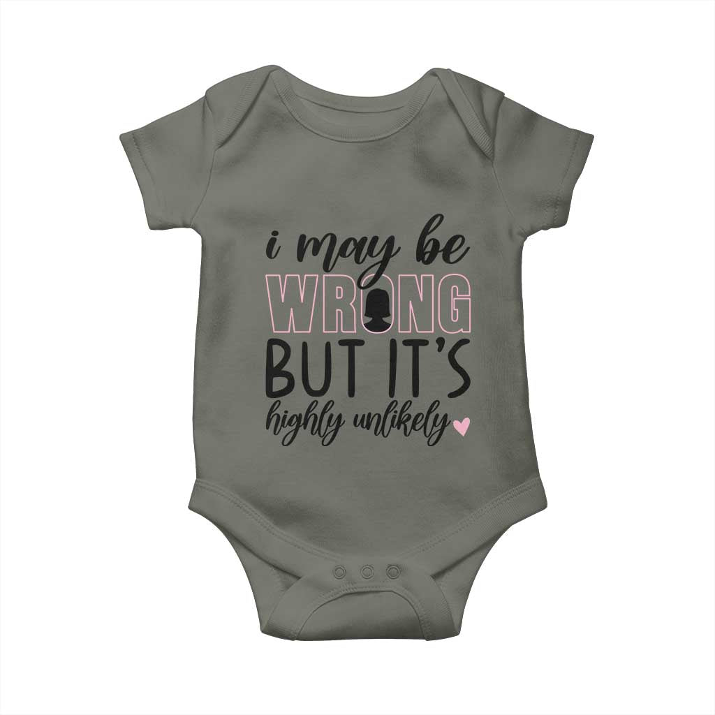 I May Be Wrong But It Is Highly Unlikely Baby Onesie Funny Sarcastic TS12 Military Green Print Your Wear