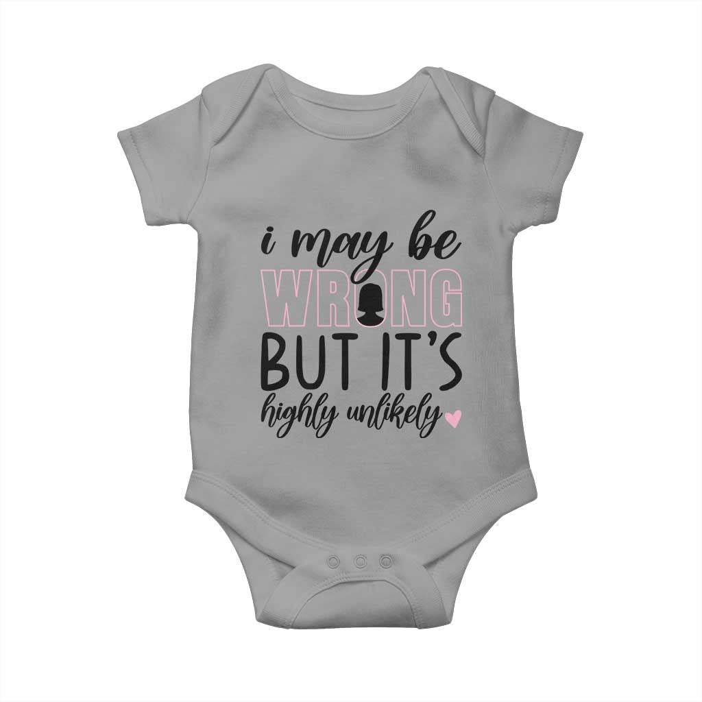 I May Be Wrong But It Is Highly Unlikely Baby Onesie Funny Sarcastic TS12 Sport Gray Print Your Wear
