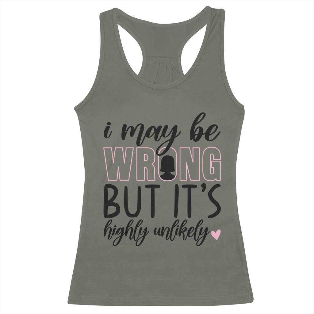 I May Be Wrong But It Is Highly Unlikely Racerback Tank Top Funny Sarcastic TS12 Military Green Print Your Wear
