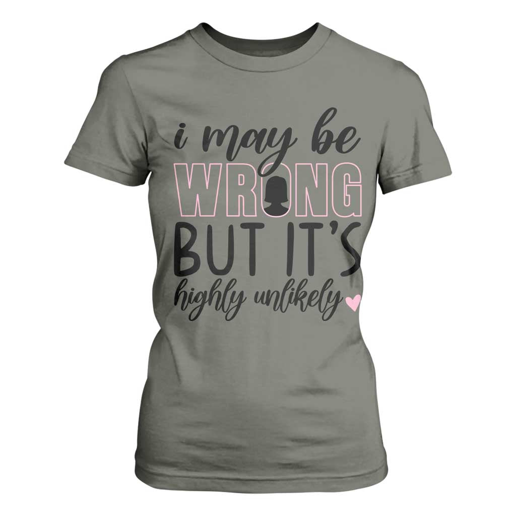 I May Be Wrong But It Is Highly Unlikely T Shirt For Women Funny Sarcastic TS12 Military Green Print Your Wear