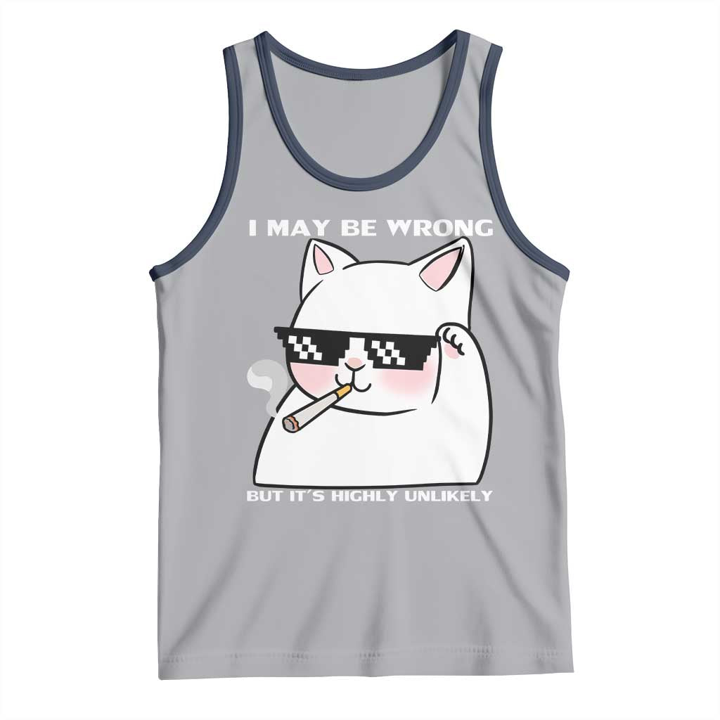 Funny Cat Humor Tank Top I May Be Wrong But It Is Highly Unlikely TS12 Athletic Heather Navy Print Your Wear