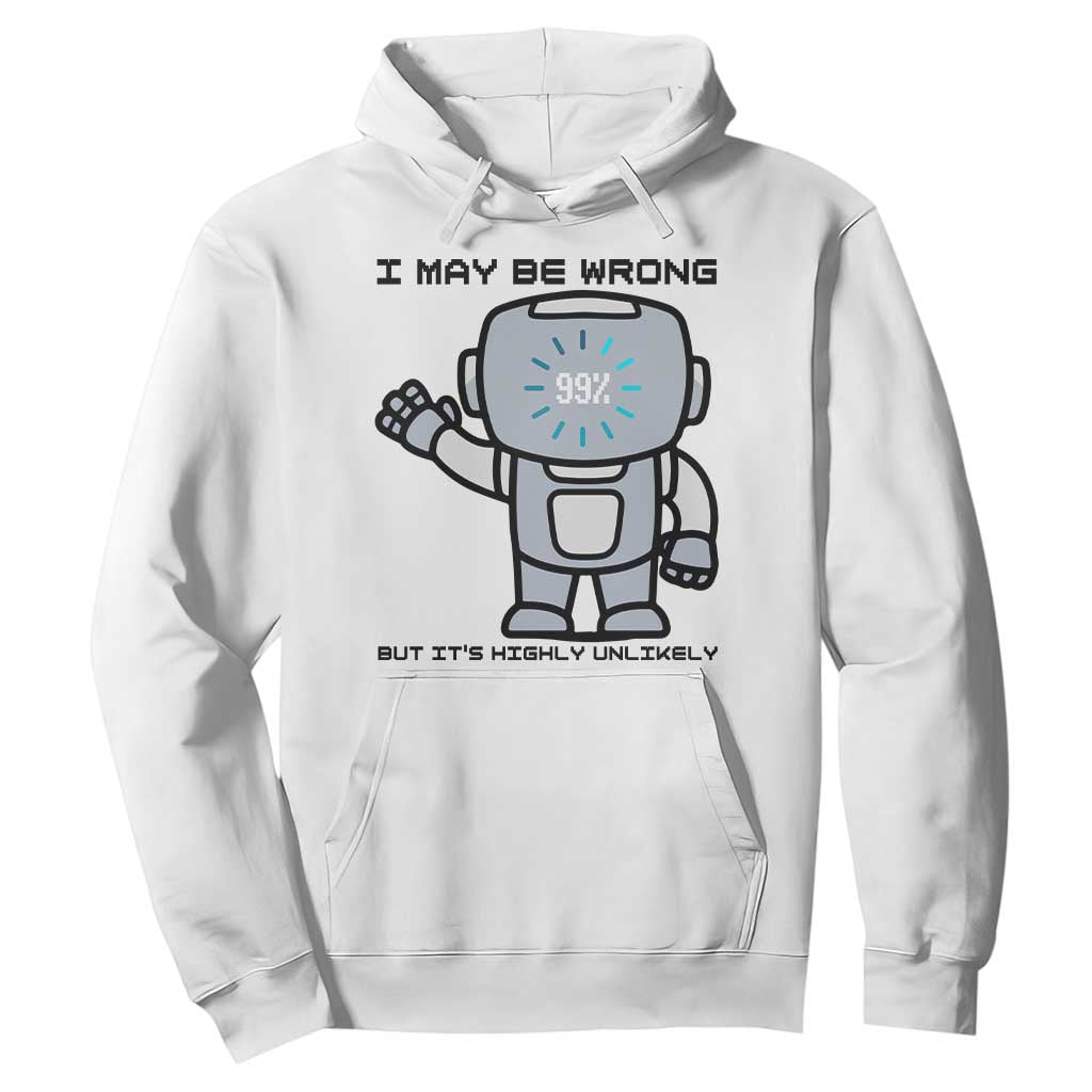 Funny Robot Humor Hoodie I May Be Wrong But It Is Highly Unlikely TS12 White Print Your Wear