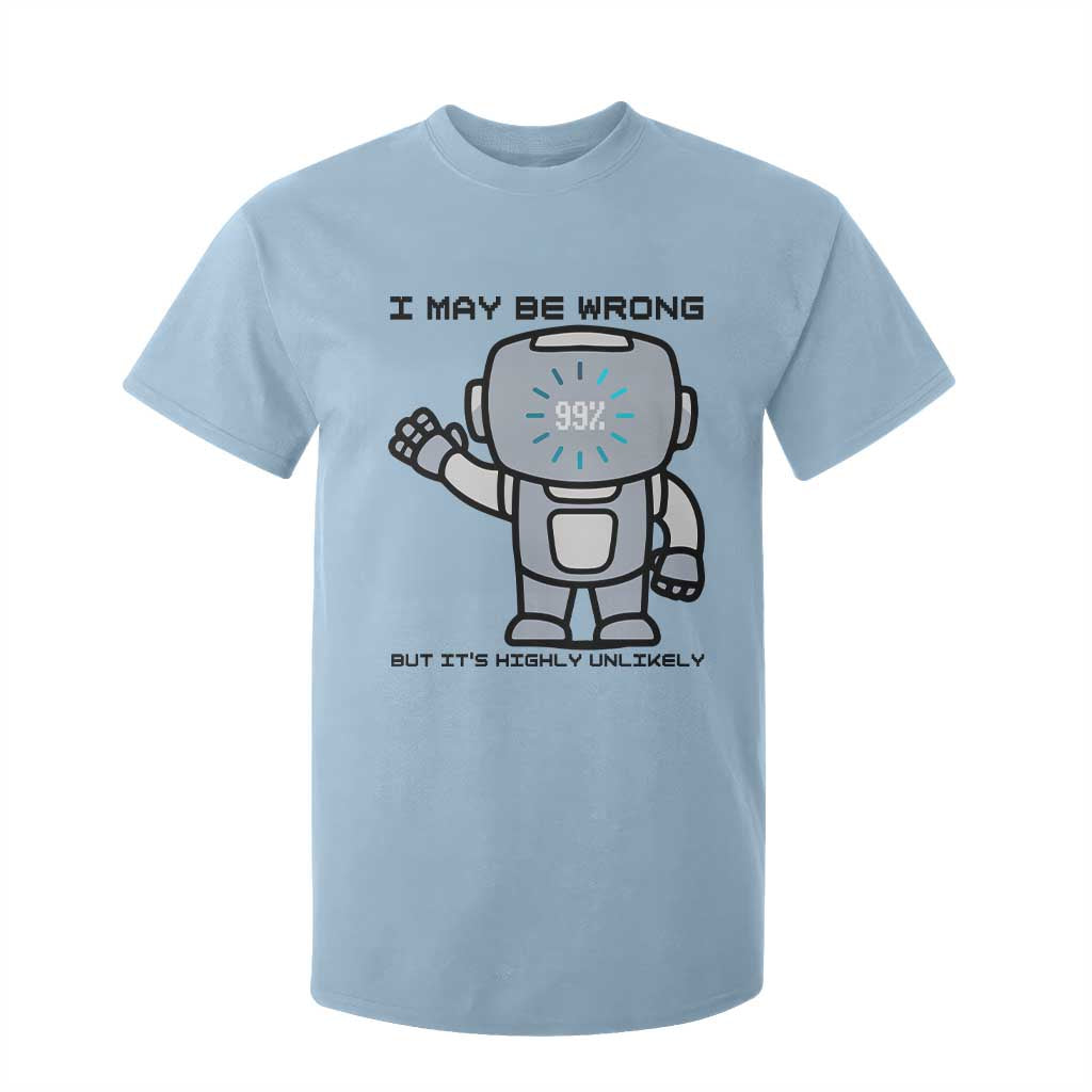 Funny Robot Humor T Shirt For Kid I May Be Wrong But It Is Highly Unlikely TS12 Light Blue Print Your Wear