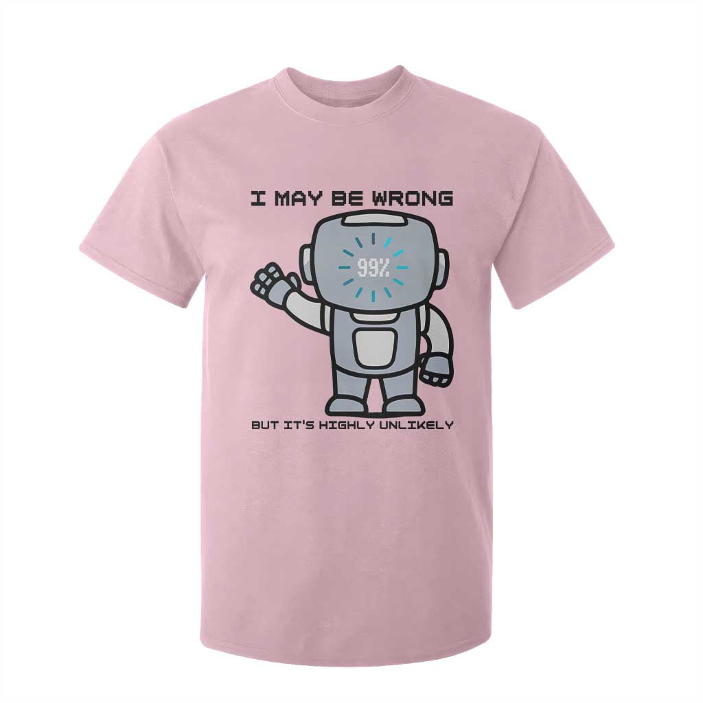 Funny Robot Humor T Shirt For Kid I May Be Wrong But It Is Highly Unlikely TS12 Light Pink Print Your Wear