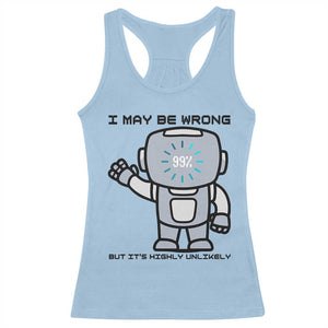 Funny Robot Humor Racerback Tank Top I May Be Wrong But It Is Highly Unlikely TS12 Light Blue Print Your Wear