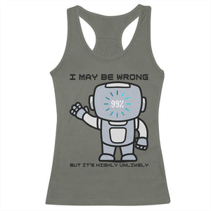 Funny Robot Humor Racerback Tank Top I May Be Wrong But It Is Highly Unlikely TS12 Military Green Print Your Wear