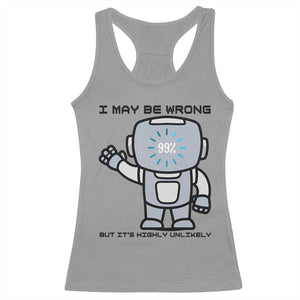 Funny Robot Humor Racerback Tank Top I May Be Wrong But It Is Highly Unlikely TS12 Sport Gray Print Your Wear
