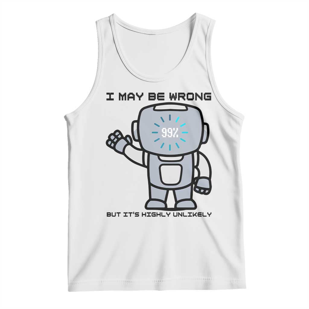 Funny Robot Humor Tank Top I May Be Wrong But It Is Highly Unlikely TS12 White Print Your Wear