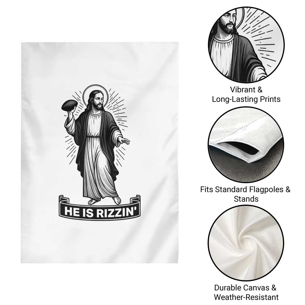 Christian Football Lover Garden Flag He Is Rizzin Funny Gift TS12 Print Your Wear