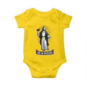 Christian Football Lover Baby Onesie He Is Rizzin Funny Gift TS12 Daisy Print Your Wear