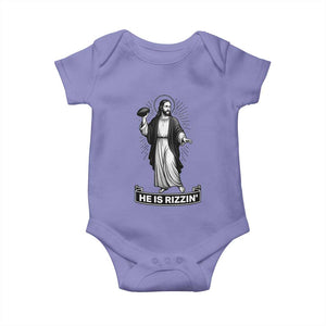 Christian Football Lover Baby Onesie He Is Rizzin Funny Gift TS12 Violet Print Your Wear