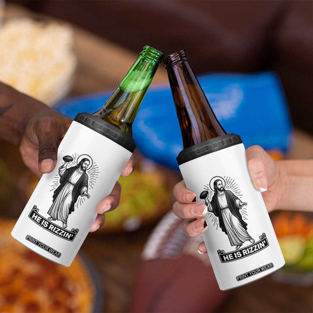 Christian Football Lover 4 in 1 Can Cooler Tumbler He Is Rizzin Funny Gift TS12 Print Your Wear