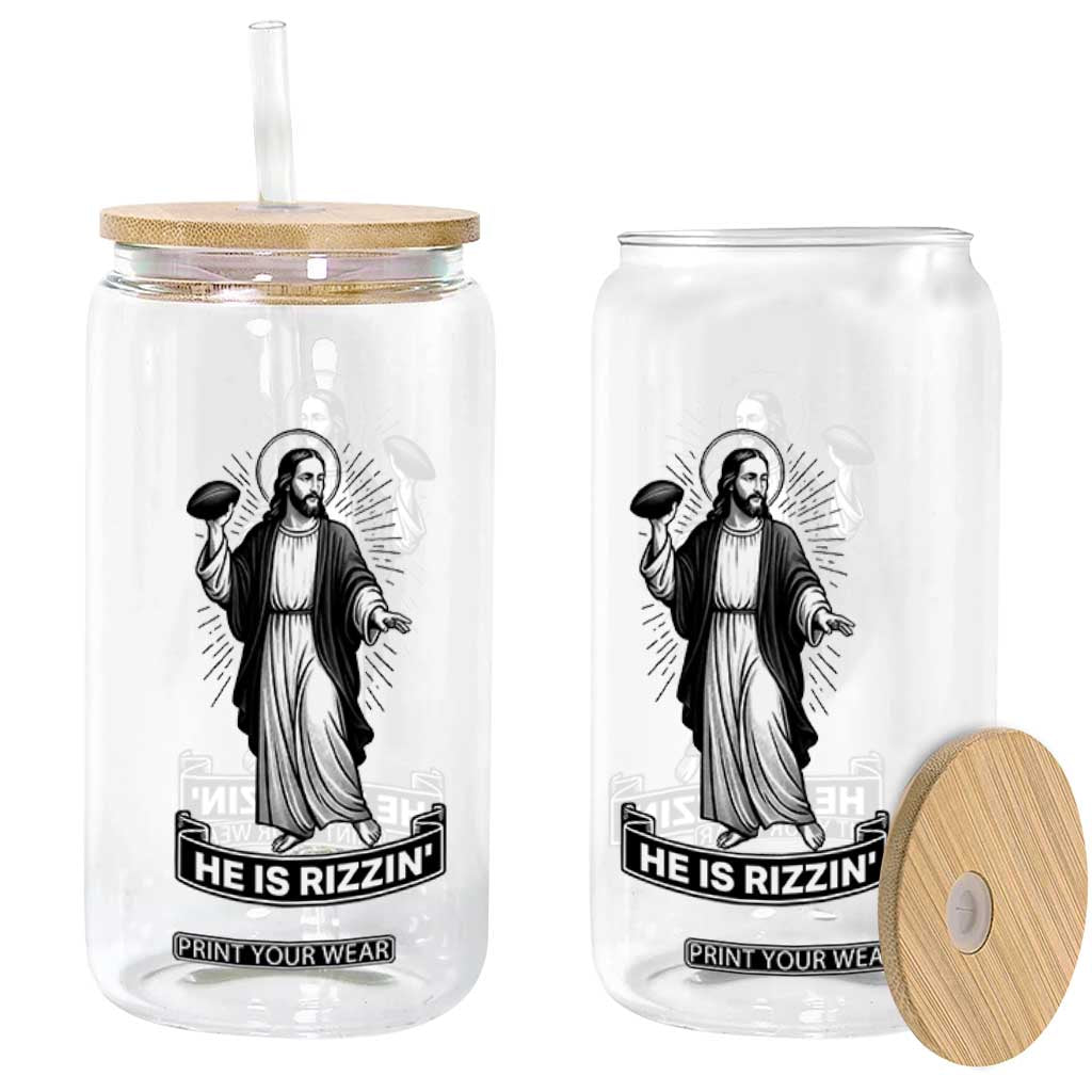 Christian Football Lover Glass Can He Is Rizzin Funny Gift TS12 Print Your Wear