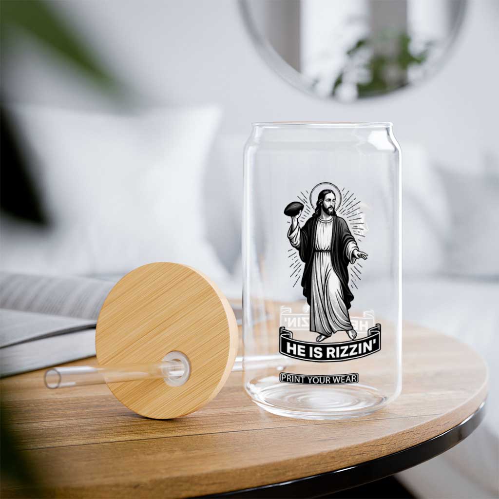 Christian Football Lover Glass Can He Is Rizzin Funny Gift TS12 Print Your Wear