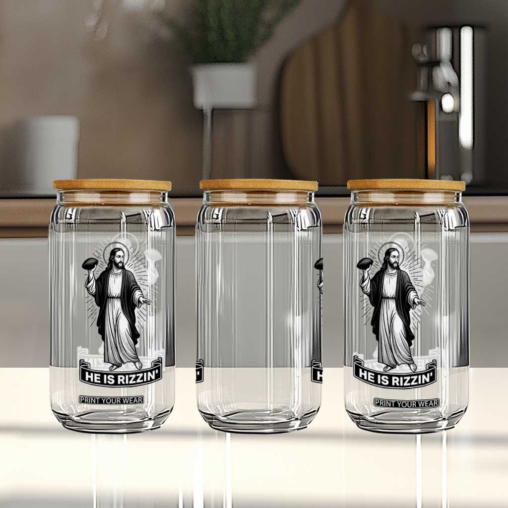 Christian Football Lover Glass Can He Is Rizzin Funny Gift TS12 Print Your Wear