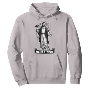 Christian Football Lover Hoodie He Is Rizzin Funny Gift TS12 Ice Gray Print Your Wear