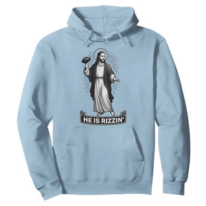 Christian Football Lover Hoodie He Is Rizzin Funny Gift TS12 Light Blue Print Your Wear