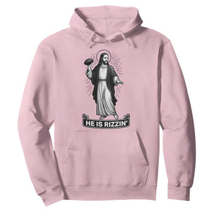 Christian Football Lover Hoodie He Is Rizzin Funny Gift TS12 Light Pink Print Your Wear