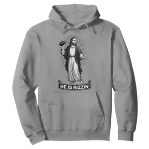 Christian Football Lover Hoodie He Is Rizzin Funny Gift TS12 Sport Gray Print Your Wear