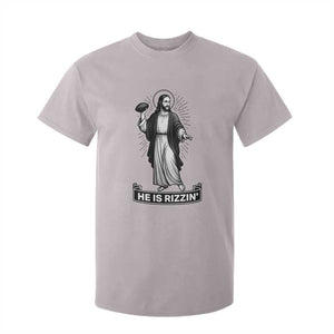 Christian Football Lover T Shirt For Kid He Is Rizzin Funny Gift TS12 Ice Gray Print Your Wear