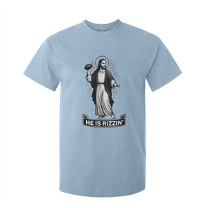Christian Football Lover T Shirt For Kid He Is Rizzin Funny Gift TS12 Light Blue Print Your Wear
