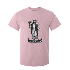 Christian Football Lover T Shirt For Kid He Is Rizzin Funny Gift TS12 Light Pink Print Your Wear