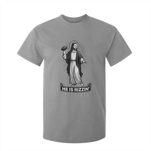 Christian Football Lover T Shirt For Kid He Is Rizzin Funny Gift TS12 Sport Gray Print Your Wear