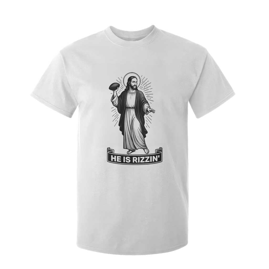 Christian Football Lover T Shirt For Kid He Is Rizzin Funny Gift TS12 White Print Your Wear